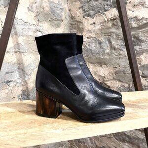Dries Van Noten Black Leather Boots with Plexi Heel